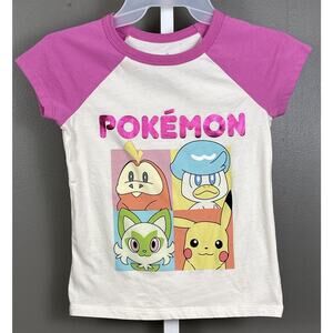 Pokémon Girls Medium 7-8 Shirt Raglan Sleeve Cap Sleeve Pikachu Sprigatito Top